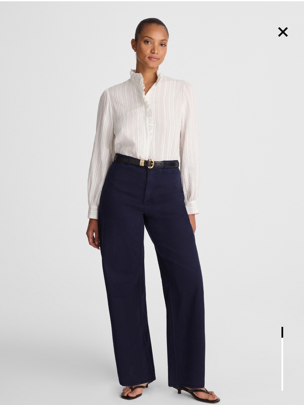 MADEW Curvy Wide-Leg Pants in Garment-Dyed Twill - Midnight Navy NWT